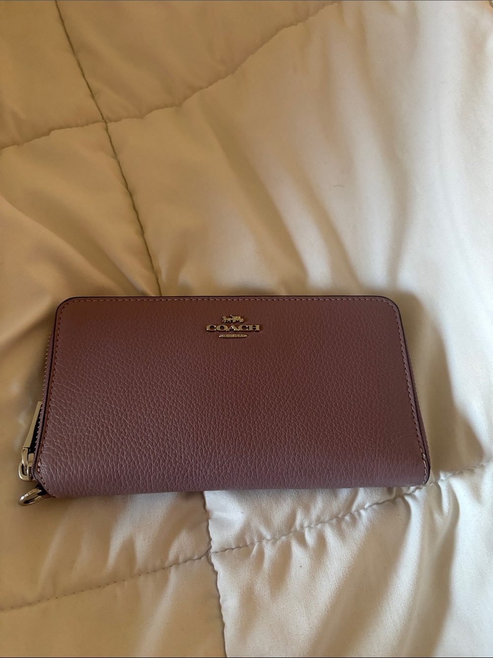 Coach Zip-Around Wallet in Mauve Brown